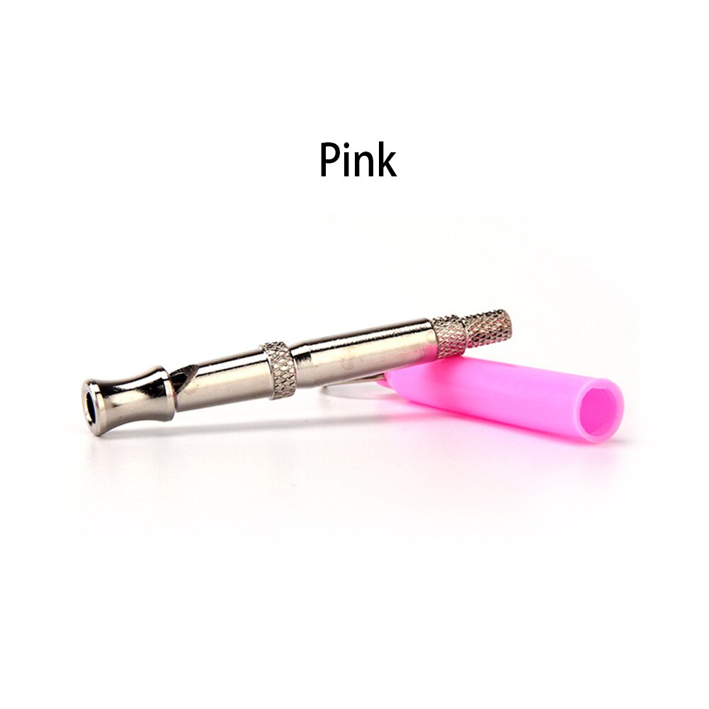 Mascota ultrasónico sonido perro entrenamiento silbato flauta llavero portátil perro silbato ajustable perro flauta suministros para mascotas: Rosa