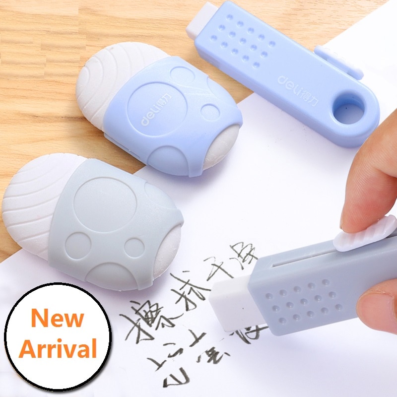 Safe Material TPR Eraser Pushing Type With Protect Cover White Pencil Eraser Kids Students Draw Sketch School Supplies 71084