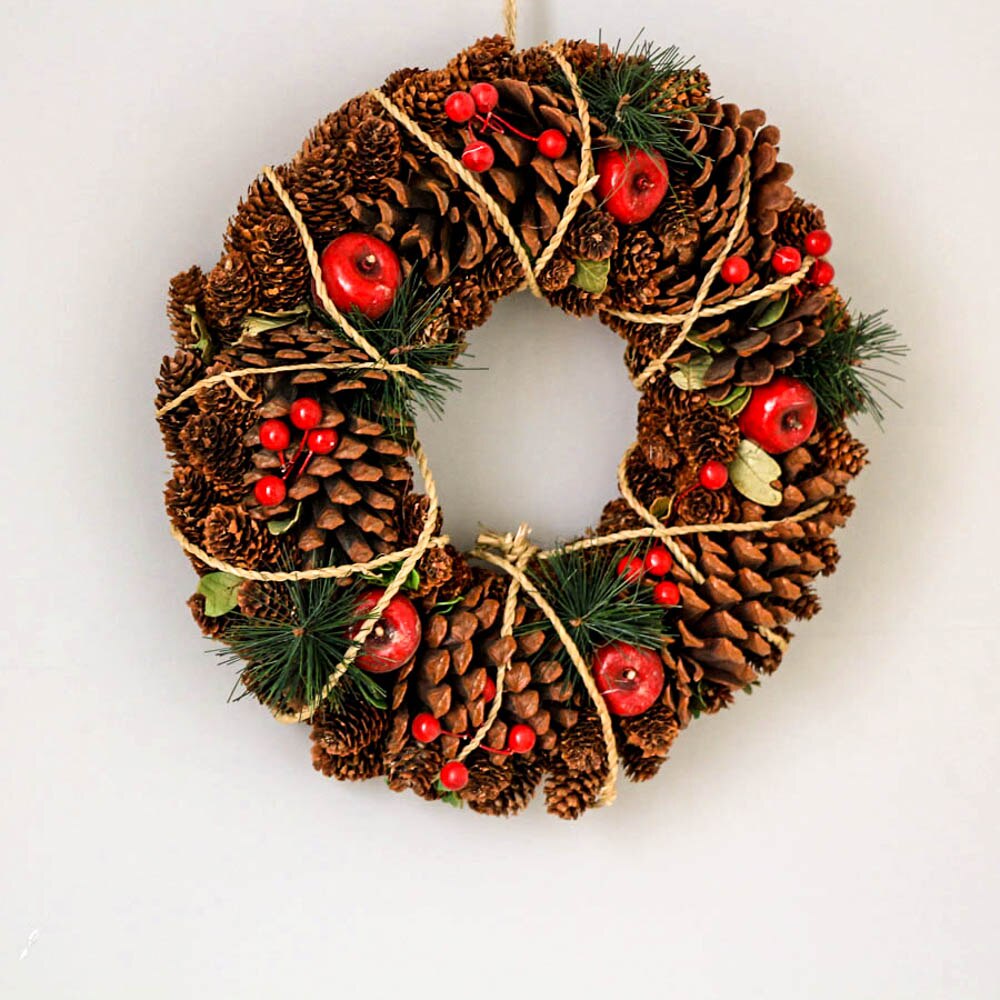 Couronne rustique de jardin, décoration d'intérieur, décorations de mariage d'automne, couronne de campagne, automne, hiver, couronne de noël, accessoires de noël