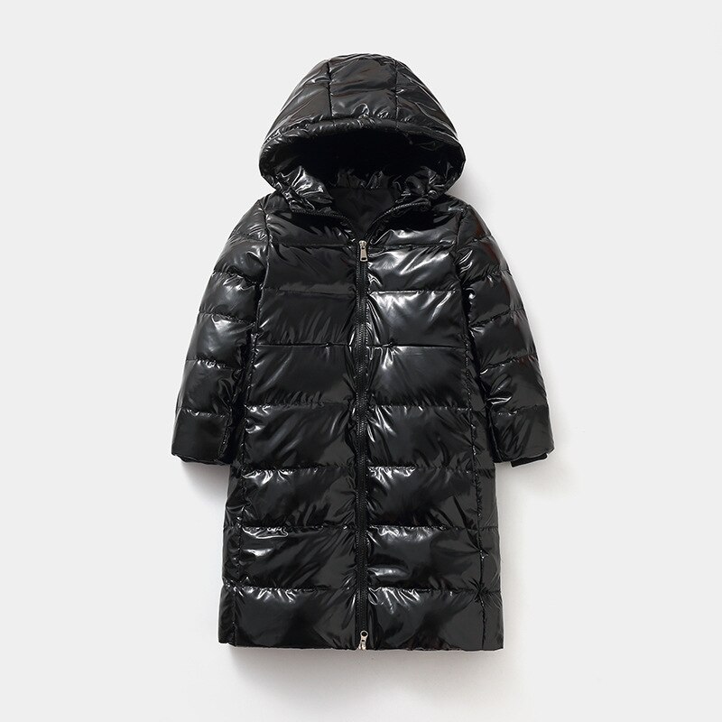 2022 Winter Heldere Donsjack Zachte Mode Peuter Jongen Meisjes Down Jas Middellange En Lange Jongens En Meisjes Bovenkleding voor 5-12y: black / 5T