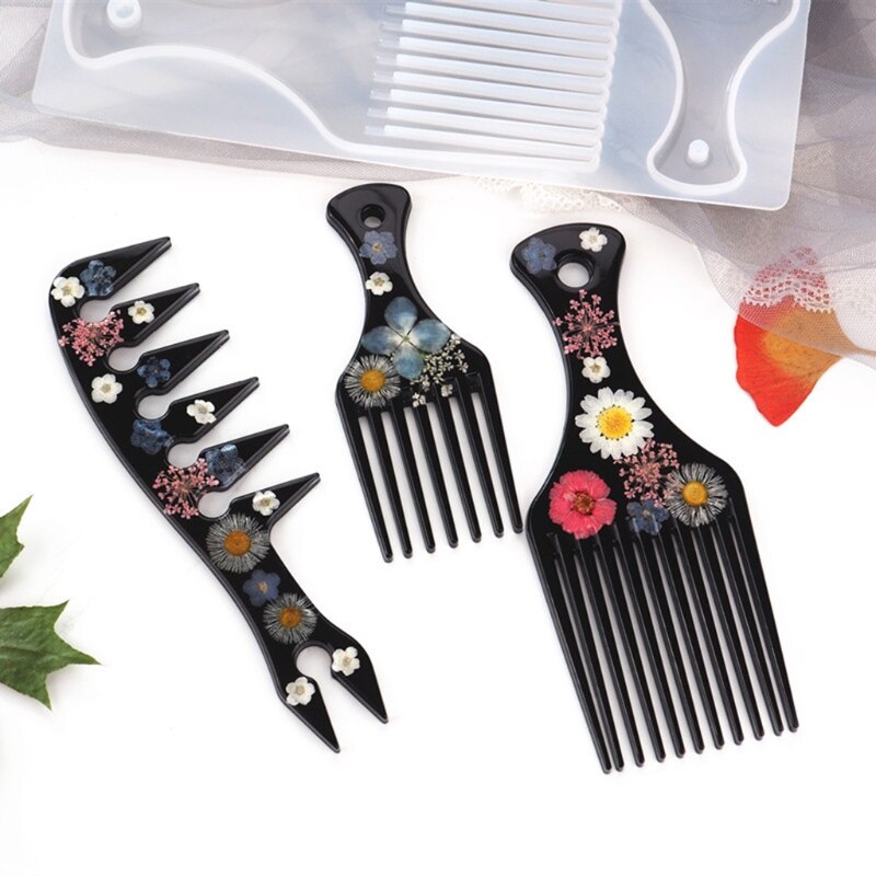 Moldes de resina de Peine africano, herramientas artesanales para recoger el pelo, Molde de resina de Peine Afro, DIY, moldes de peine para recoger el pelo, molde de silicona