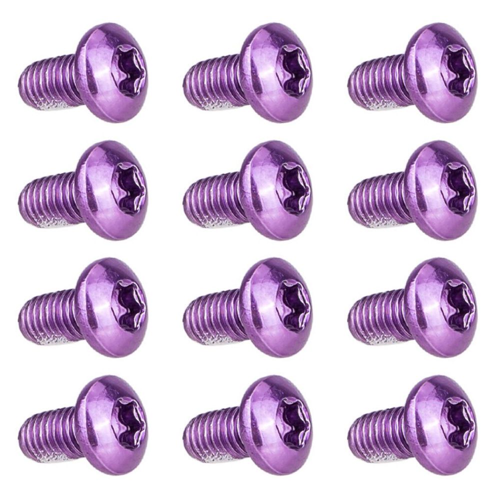 Mountain Bike 12PCS Bicycle Disc Brake Rotor T25 Torx M5x9mm Part Tool Fixing Screws T25 Screw Torx Bolts Bike Torx Screws: PURPLE
