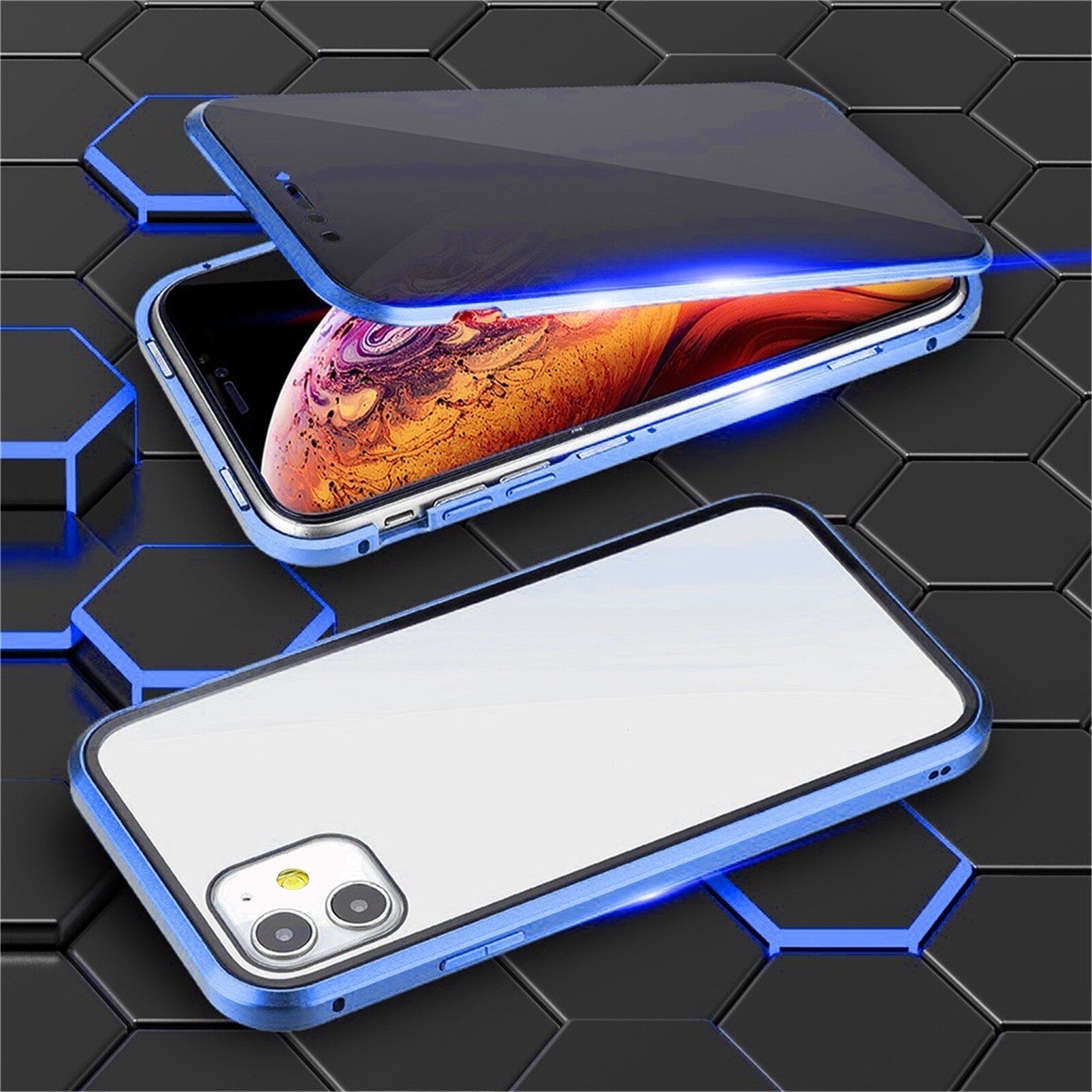 Iphone Case Telefoon Bescherming Anti-Fall 360 ° Magnetische Adsorptie Anti-Zie Privacy Dubbele Case Cover Voor Iphone 12 Mini: BU