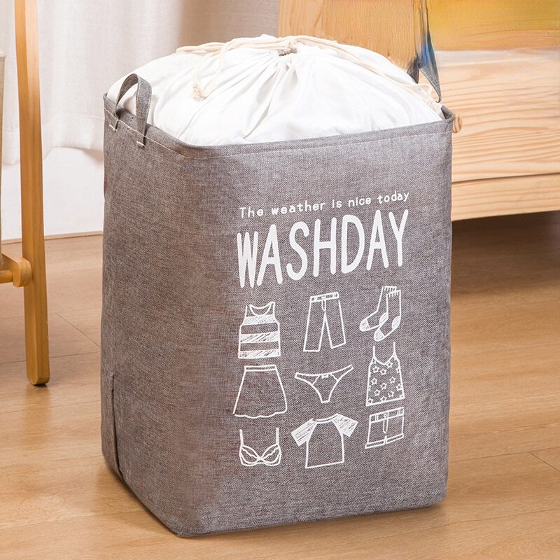 Large-capacity Laundry Basket Foldable Clothing Quilt Storage Basket Dirty Clothes Laundry Bathroom Organizer Baskets Modern: grey