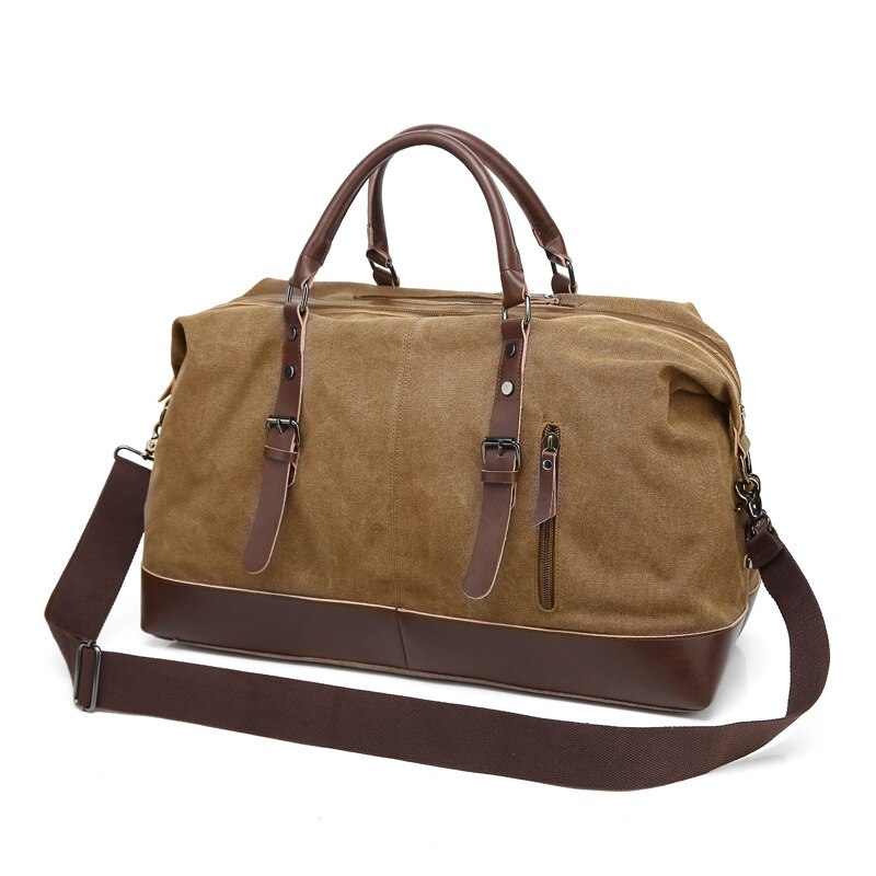 Grote Capaciteit Canvas Bagage Schoudertas Casual Retro Handtas Tweeërlei Gebruik Messenger Outdoor Reistas: Dark Brown