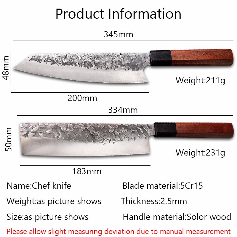 Smeden Japanse Koksmes Carbon Staal Sushi Mes Sharp Nakiri Cleaver Snijden Utility Messen Voor Keuken Koken Gereedschap