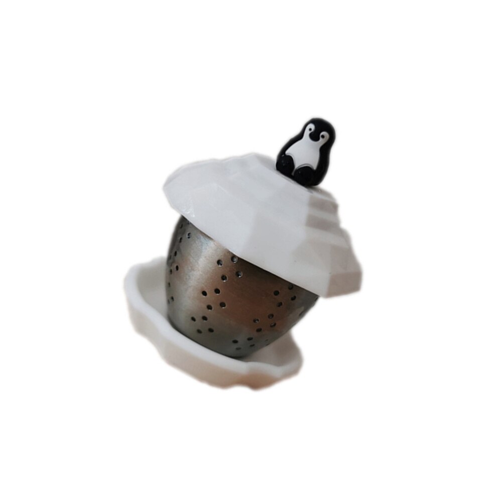 Edelstahl Tee Infuser Filter Pinguin Tee Sieb Tee Filter Tee Leckage Tee Kunst Werkzeug für Haus (Weiß)
