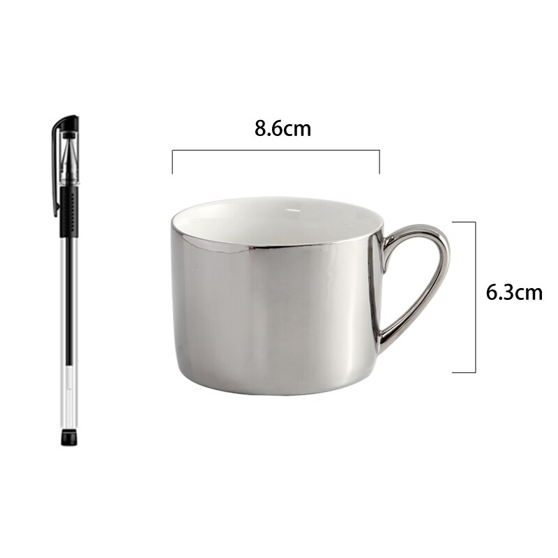 Europe kaffekopp sett gull/ sølv bein kina tekopp sett galvaniserte kopper og underfat hjemmefest drinkware: Sølv 260ml