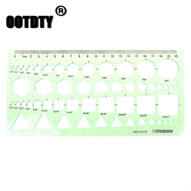 Geometrische Plastic Circles Squares Hexagons Driehoek plantillas letras Sjabloon Heerser Tekening Tool