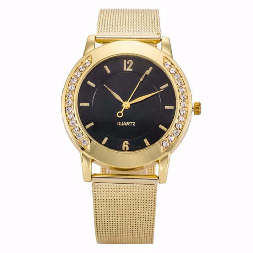 Horloge Vrouwen Crystal Golden Rvs Analoge Quartz Horloge Goud Zilver Horloge Kol Saatleri: B