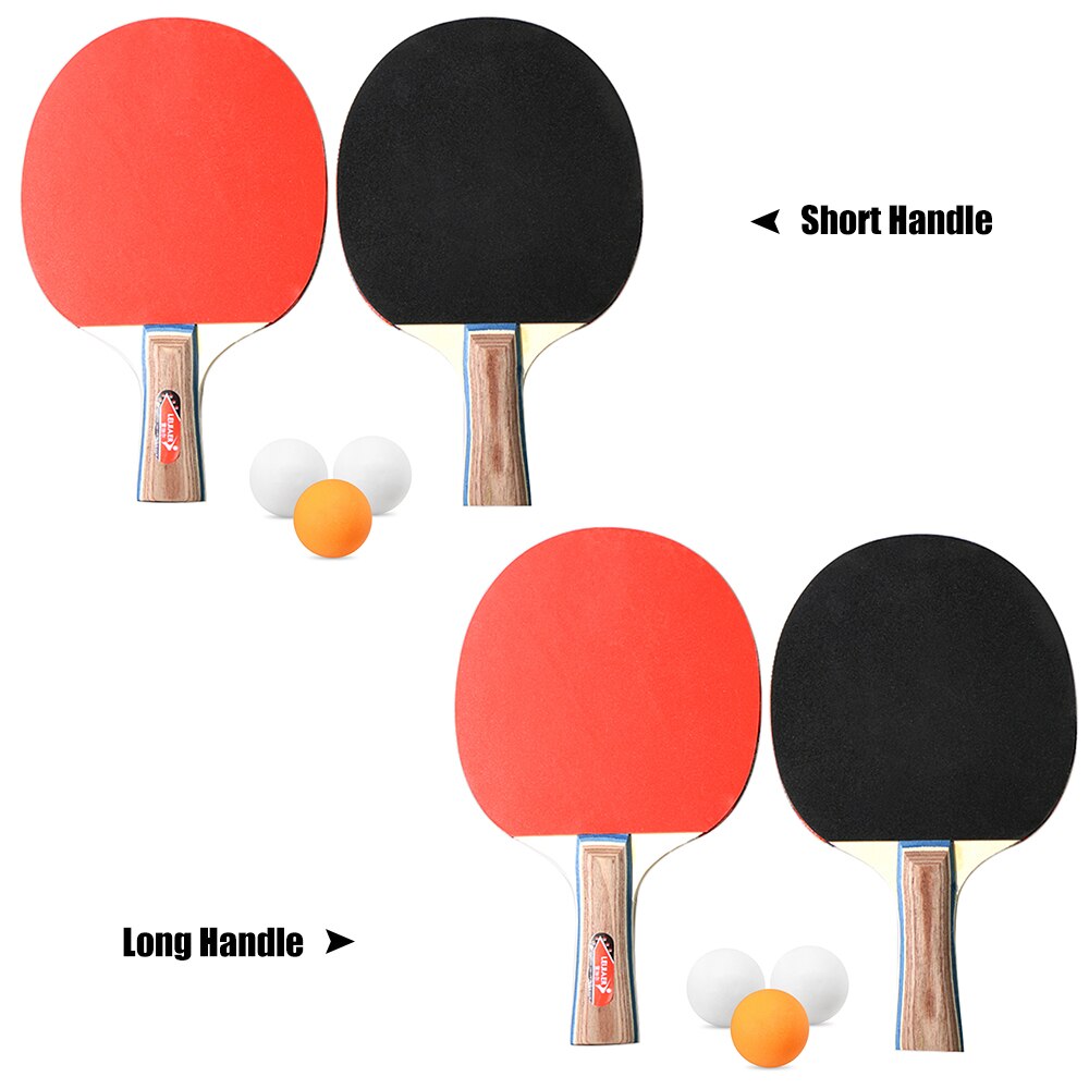 2 Pcsllot Tafeltennis Bat Racket Dubbele Gezicht Puistjes In Lange Korte Handvat Ping Pong Paddle Racket Set Met Zak 3 Ballen