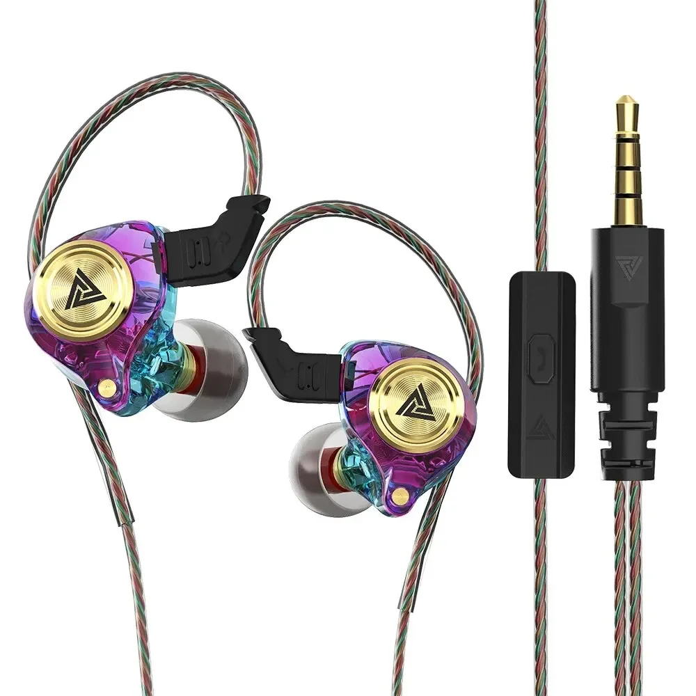 Qkz ak3 le fone de ouvido com fio com microfone alta fidelidade monitor música baixo fones com cancelamento ruído para esporte jogos: Verde