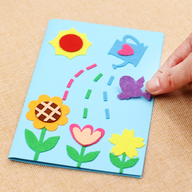 5 Stuks/partij Diy Handgemaakte Wenskaarten Kinderen Handgemaakte Niet-geweven Materiaal Card Speelgoed Kinderen Educatief Speelgoed