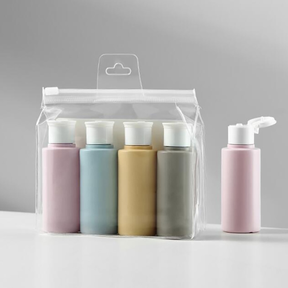 4 stk bærbare tomme flasker rejse shampoo lotion shower gel sæbedispenser flasker genanvendelig silikone genopfyldelig beholder