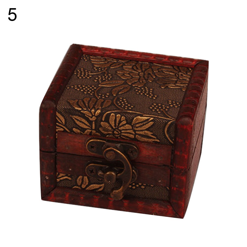 Vintage Small Wood Flower Coin Pattern Box Jewelry Bracelet Storage Holder Makeup Organizer Box Jewelry Treasure Chest Case: Lotus Flower