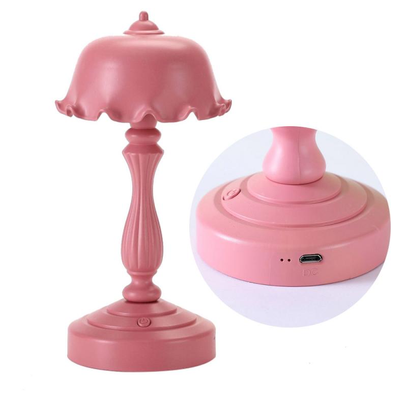 1PC Mini Night Light For Dormitory Nostalgic Retro Style Rechargeable Table Lamp Bedroom Bedside LED Eye Lamp