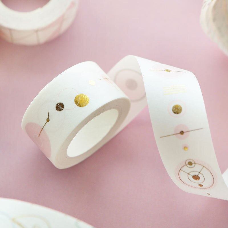 Golden Pink Foil Paper Japanese Masking Washi Tape Decorative Adhesive Tape Decora Diy Scrapbooking Sticker Label Stationery