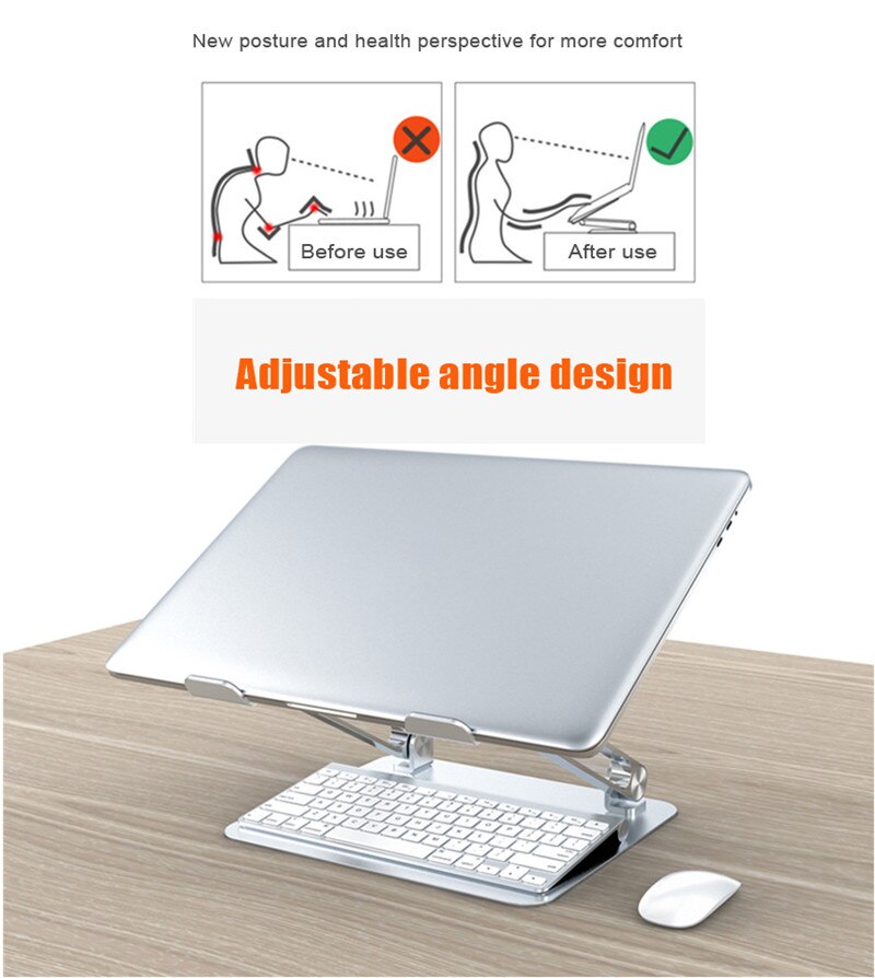 Aluminium Laptop Beugel Desktop Dubbele Stang Elevatie Draagbare Cooling Opvouwbare Computer Stand