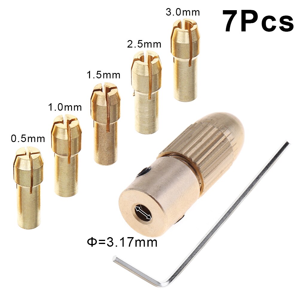 7Pcs 5.05Mm Mini Zelf Aanscherping Boor Klauwplaten Ondersteuning 0.5-3.0Mm Boor Voor Abs Board/verlichting Board Punch: 3.17mm