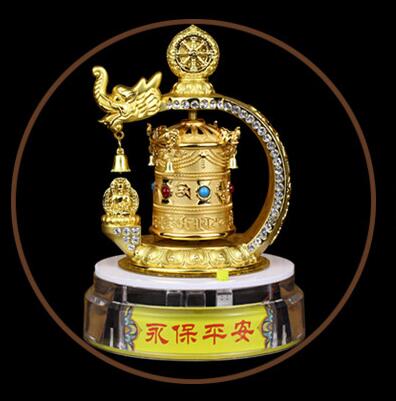 Tibet Zonne-energie Vergulden Lotus Gebed Wiel Spinning Auto Decoratie Veilig En Geluk Boeddhistische Levert Decoratie