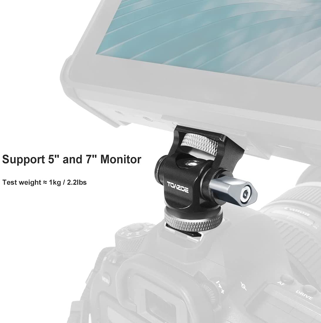 TOAZOE DSLR Camera Clamp Obrotowy i regulowany uchwyt monitora z podstawą Cold Shoe do lampy błyskowej monitora DIY Attachment