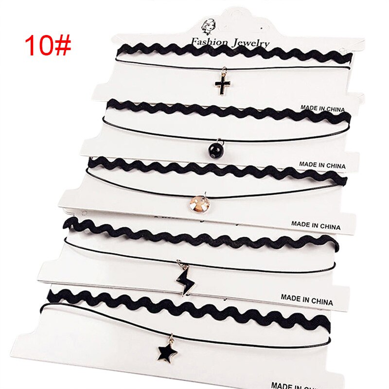 5 Pçs/set Lace Gargantilha De Veludo Estrela Cadeia Colar Colar Vintage Jóias Presentes para Mulheres Meninas NYZ Loja: 10