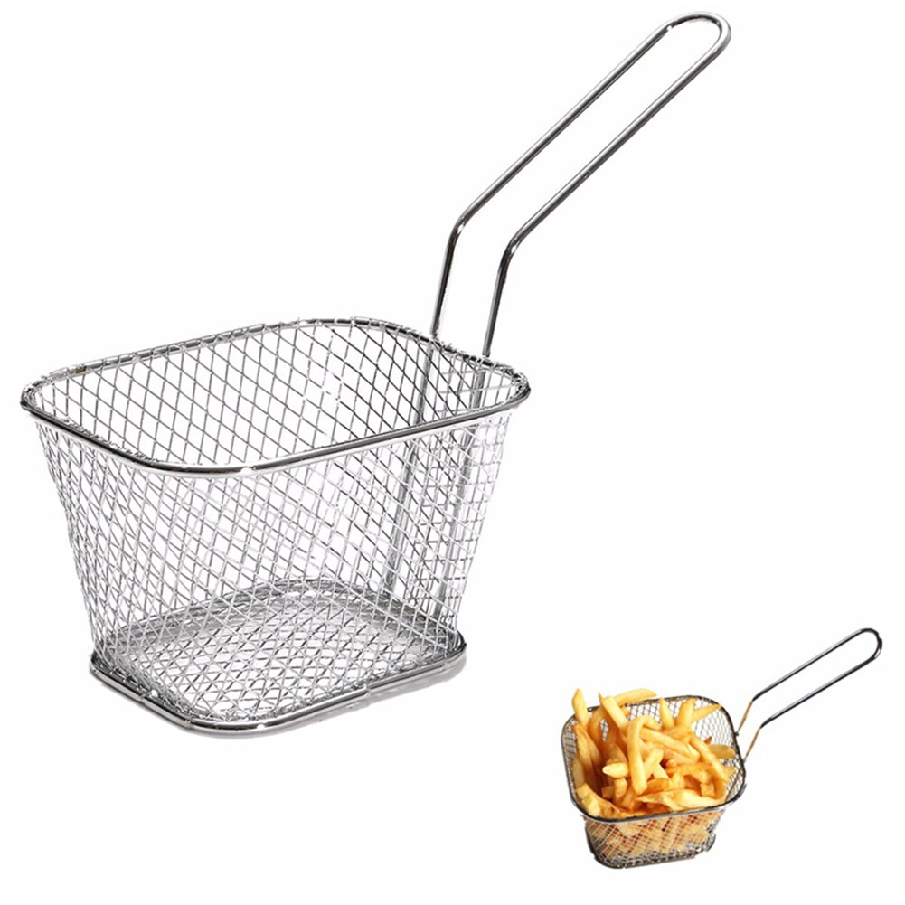 Mini French Deep Fryers Basket Net Mesh Fries Chip Kitchen Tool Stainless Steel Fryer Home Mini French Fries Baskets Strainer: Default Title