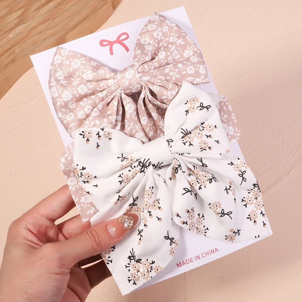 2 unids/set de pinzas para el cabello con lazo liso y dulce para mujeres y niñas, horquillas con lazo, pasadores hechos a mano, accesorios para el cabello,
