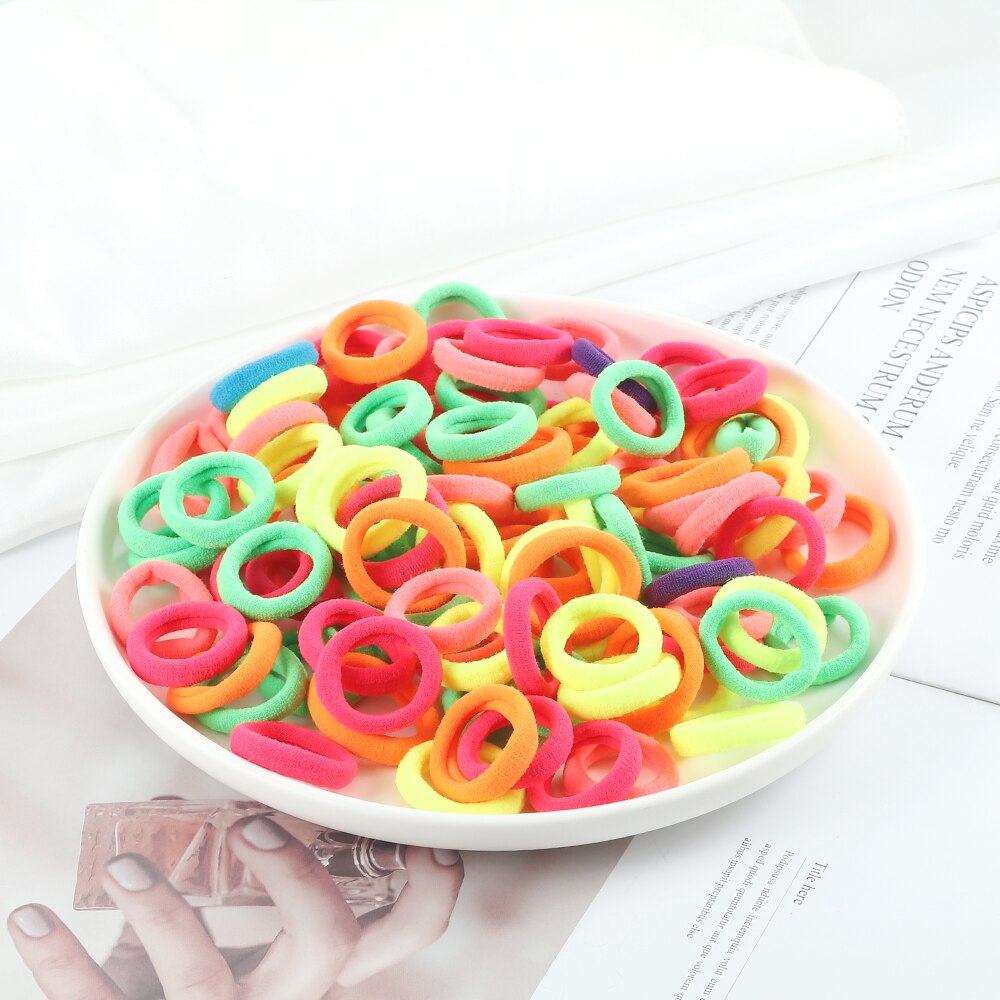 50 Stks/set Elastische Haarbanden Kinderen Meisjes Paardenstaart Houder Chouchou Rubber Band Hoofdband Haar Ties Candy Kleur Haaraccessoires: 1 Set