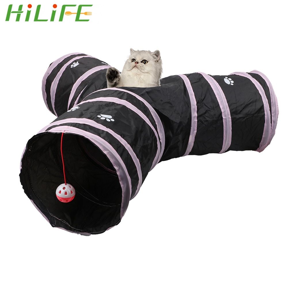 HILIFE Funny Pet Cat Tunnel Foldable Storage Tunnel Tubes 3 Holes 2 Colors Pet Supplies Kitten Toys Play Tubes Balls