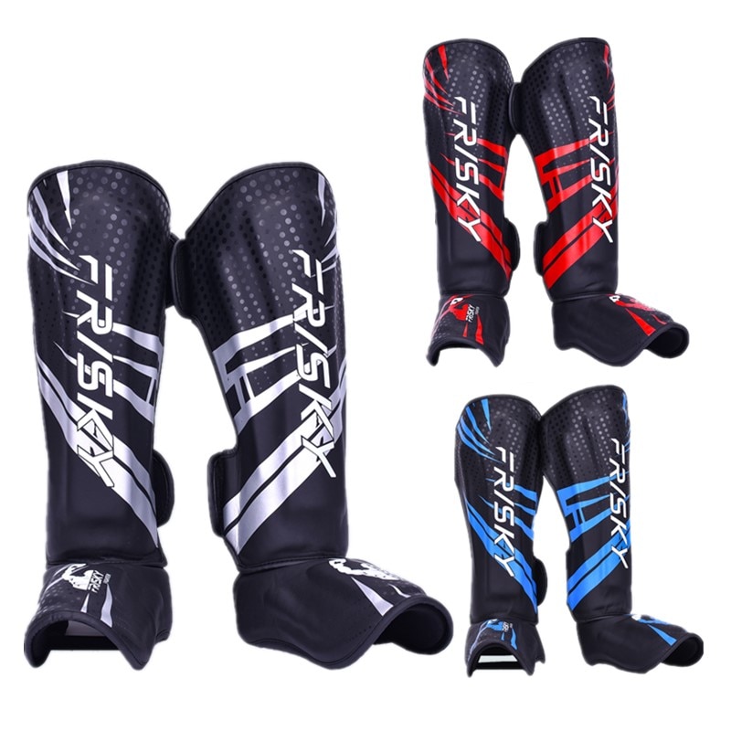Boxing Taekwondo Shin Guards MMA Leg guards Instep Pads PU Leather Kicking Muay Thai Sanda Training Ankle Support Leg
