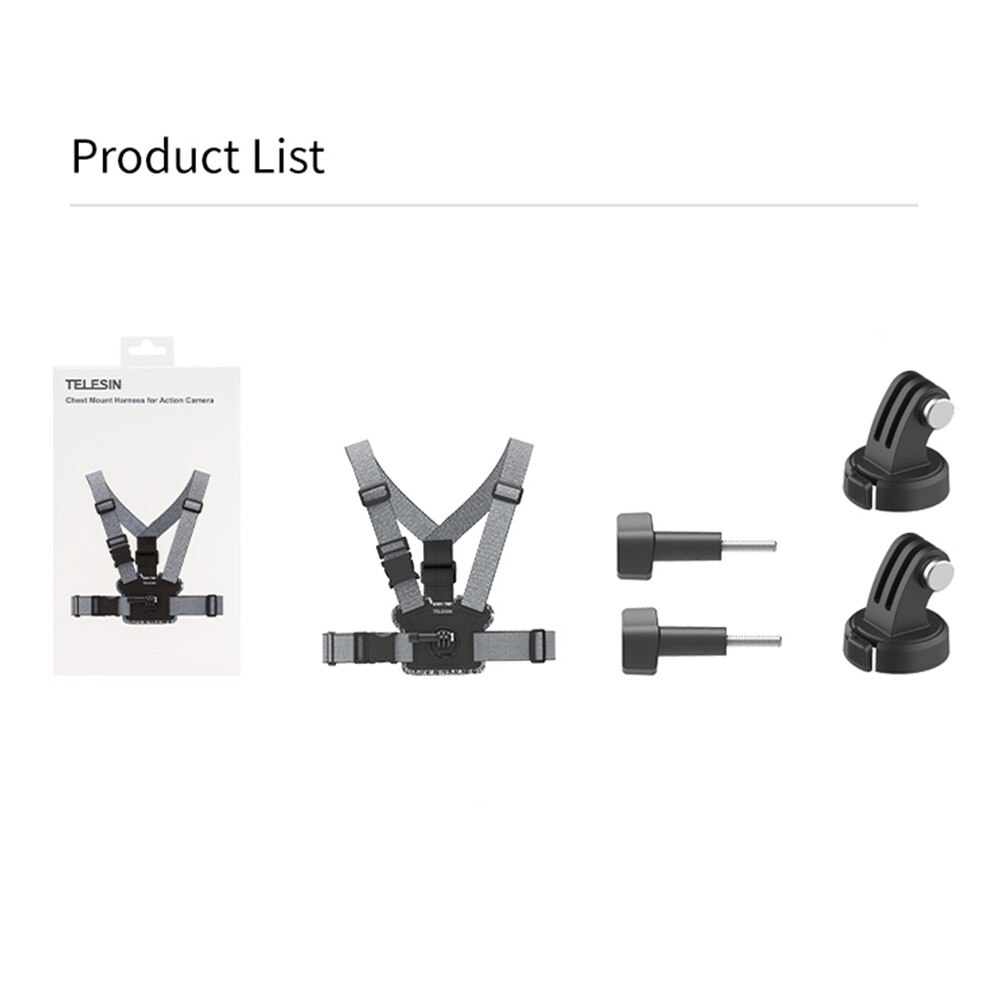 TELESIN-Arnés con correa para el pecho y la cabeza, montaje frontal y trasero, antideslizante, fuerte elasticidad, para GoPro Hero 10, 9, 8, 7, Osmo Action Insta360: Chest Strap
