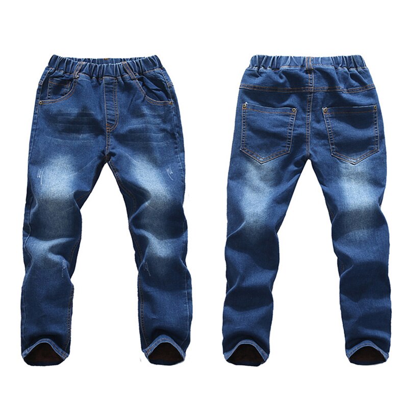 Warm Jeans Voor Jongens Winter Kinderen Dikker Fleece Skinny Jeans Tieners Denim Broek Kinderen Elastische Taille Broek 10 Jaar