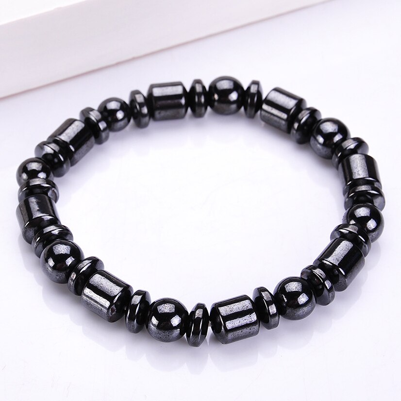 Magnetic Therapy Bracelet for Weight Loss Round Black Stone Health Care Bracelet Men Women Bracelets Bangles Yoga Jewellry
