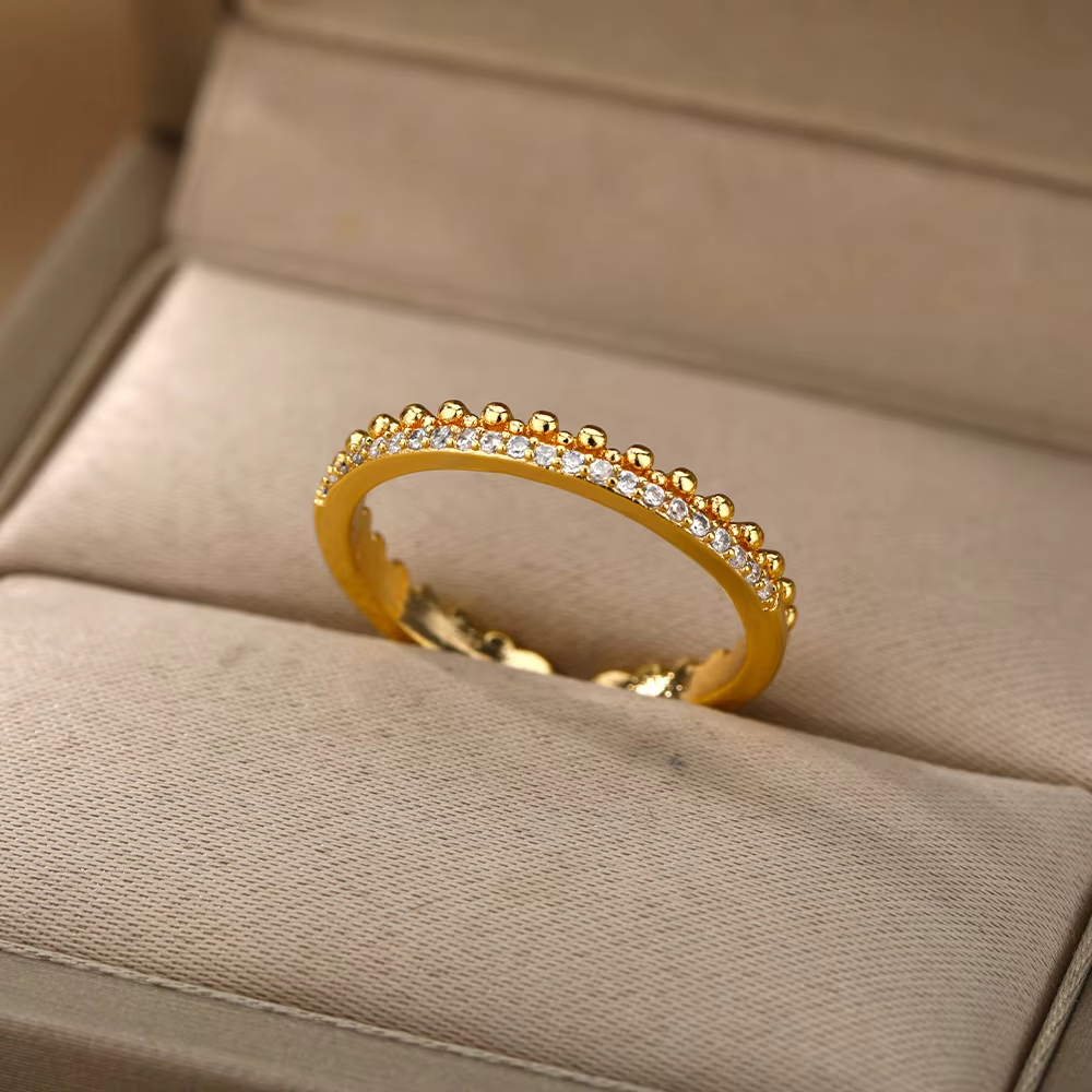 Anillos geométricos de circón de lujo para mujer, anillo abierto de acero inoxidable de Color dorado, joyería estética para de boda a la , para mujer: Azul cielo