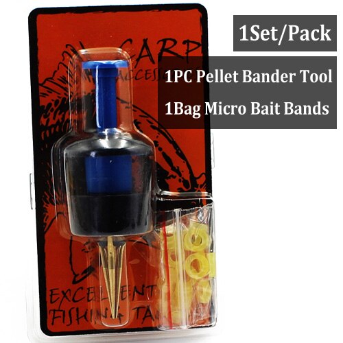 Realure 2 stuks Pellet Bander Tool, 150 stuks Pellets Bait Bands Micro pellet bands voor vissen met rode rubberen ringen voor karper wedstrijdvissen Outdoor Fishing for Live Worms Pellets Visaas