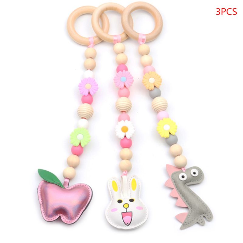 Baby Nordic Gym Frame Pendants Rack Hanging Beaded Wood Ring-pull Toy Decoration T5EC