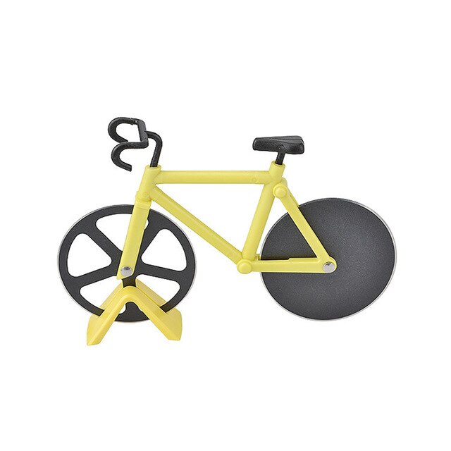 Cykel pizza cutter hjul rustfrit stål cykel rulle pizza chopper slicer pizza tilbehør køkkenudstyr sæt: Gul