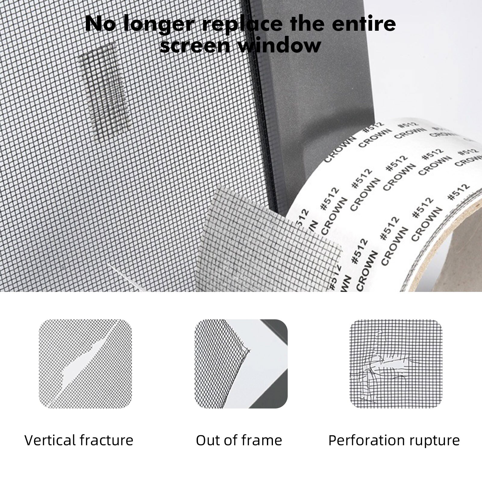 5x200cm Screen Repair Tape Self-Adhesive Fiberglass Window Door Screen Mesh Repair Patch for Holes Tears Repairing