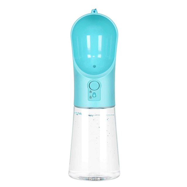 Bouteille d'eau portable pour chien et chat 400ml avec verrouillage à une clé, pour voyage en plein air: Bleu