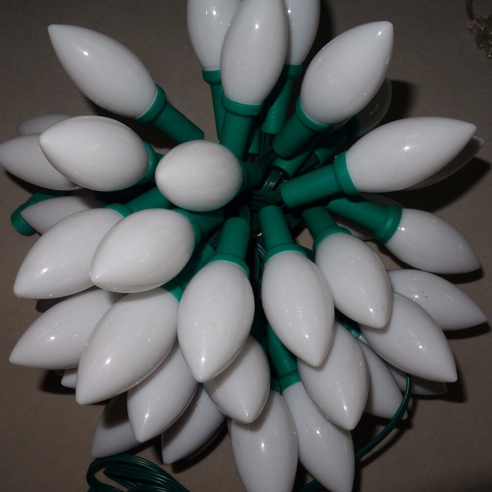 50nodes addressable RGB DC12V WS2811 LED Christmas pixel string light;4inches(10cm) wire spacing;all GREEN wire;IP68;milky C9