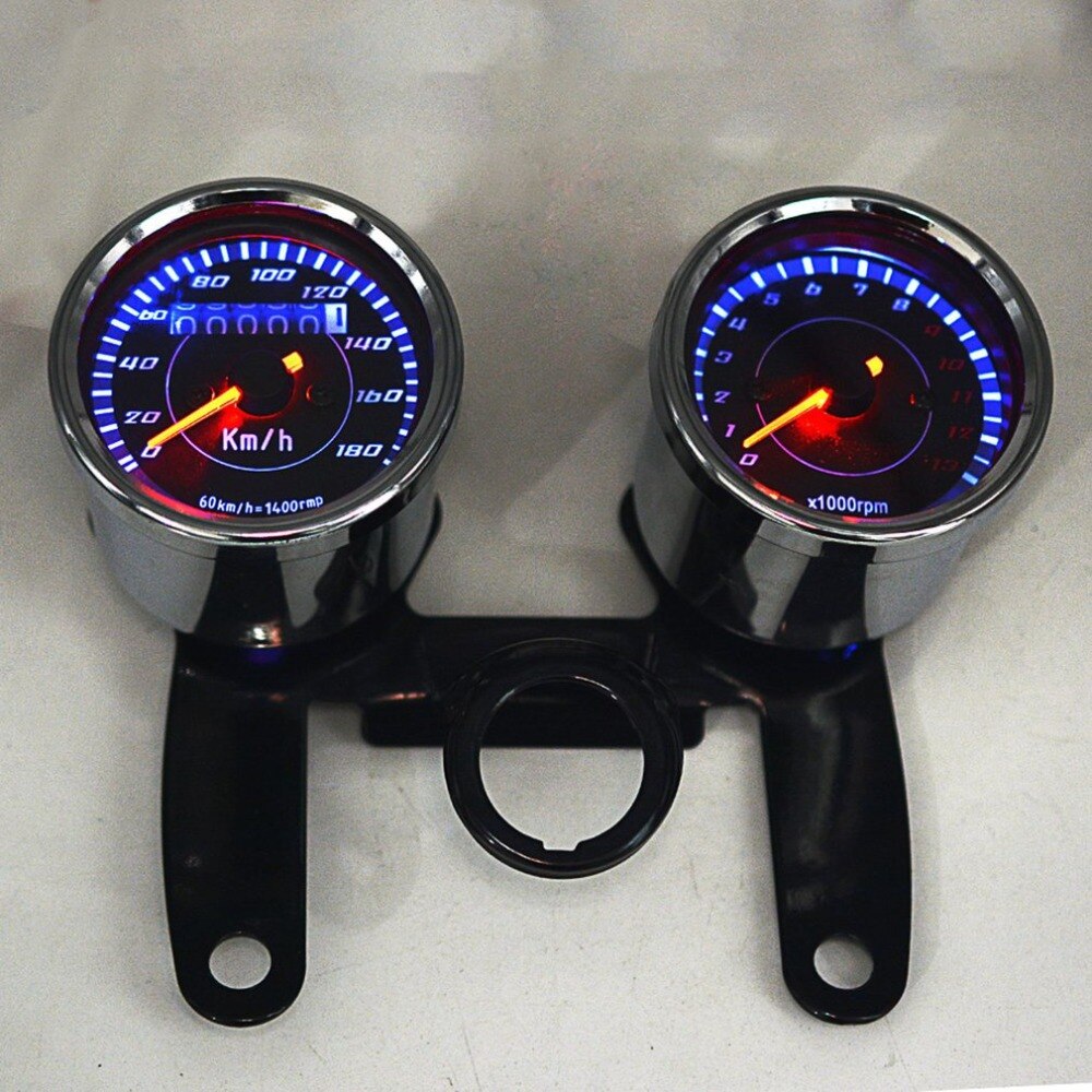 Snelheidsmeter Combinatie 12V 0-180 Km/h Led Universele Motorfiets Tours Toerenteller Gauge Met Stand