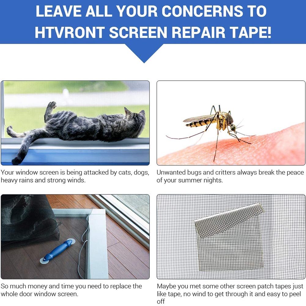 Window Screen Repair Kit Tape Screen Patch Repair Kit Well Ventilated Strong Adhesive Waterproof Fiberglass Covering Mesh Tapes