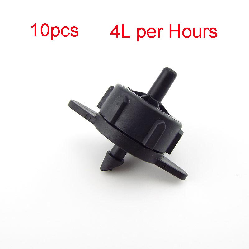 10PCS Pressure Compensating Emitter Self Cleaning Drip Irrigation Water Regulator Mini Inline Emitter Garden Tools Drip System: black 4L per H