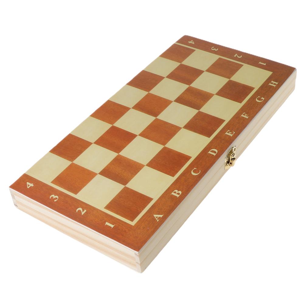 OOTDTY 3 in 1 Wooden International Chess Set Board Travel Games Chess Backgammon Draugh