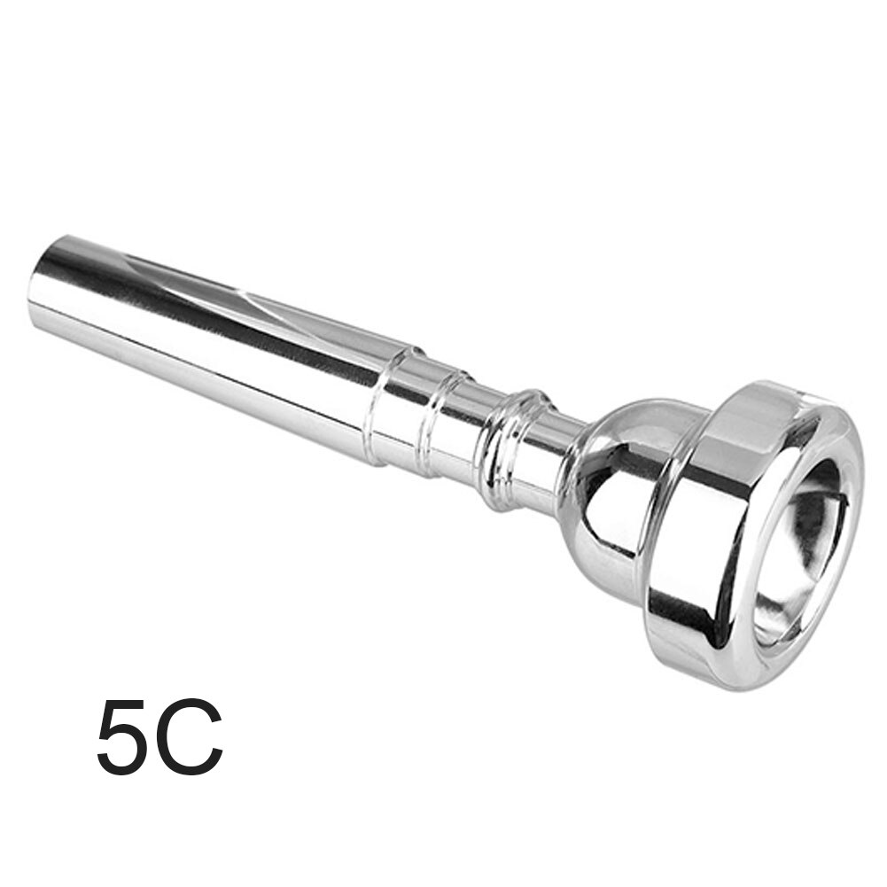Udskiftningsøvelse trompet mundstykke praktisk bærbart begynderinstrument musikalsk tilbehør glat diskant messing 3c 5c 7c: Sølv 5c