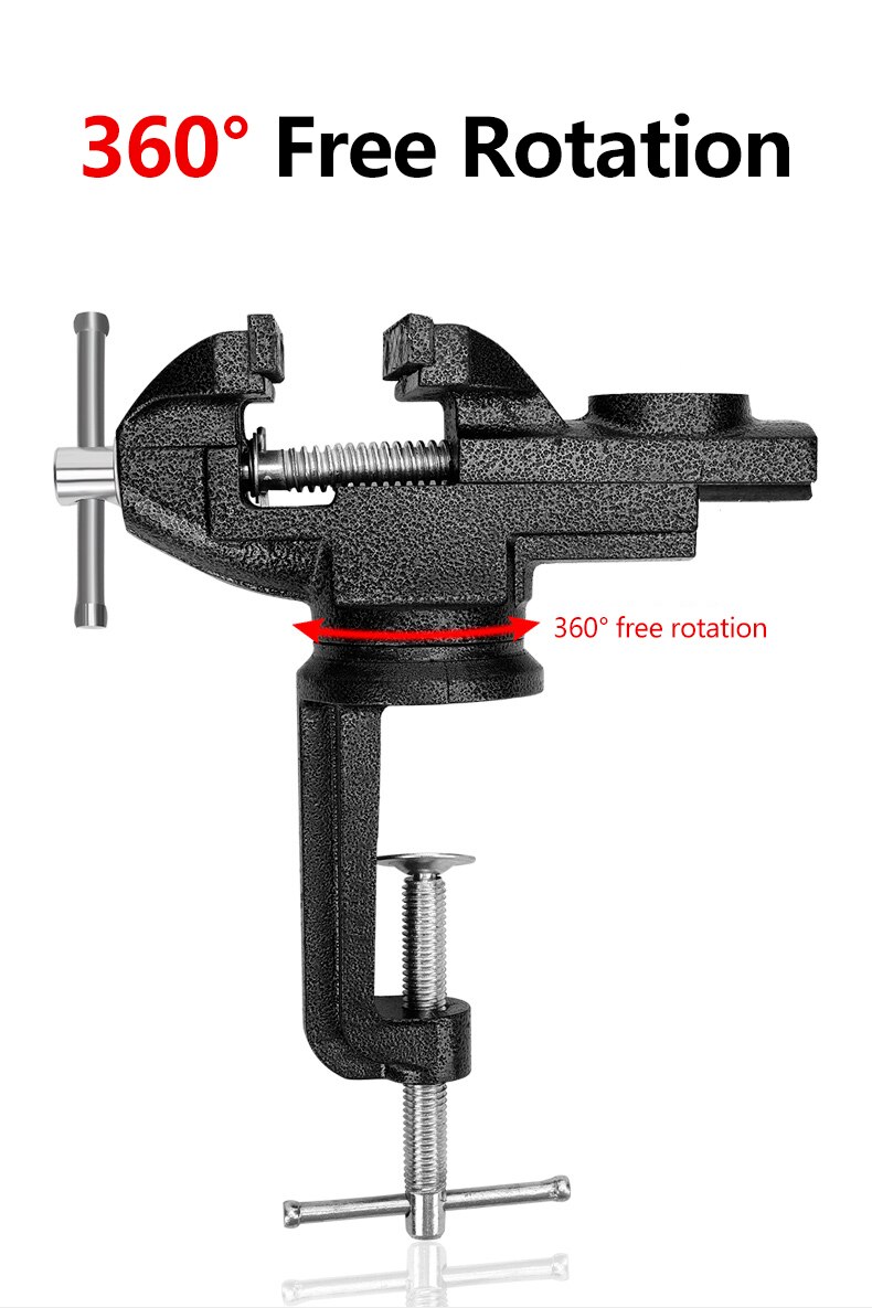 OUDISI Mini Bench Vise Multi-Function Fixture Small Jeweler Hobby Bench Vise 360° Rotating Base Desktop Screw Vise Tool