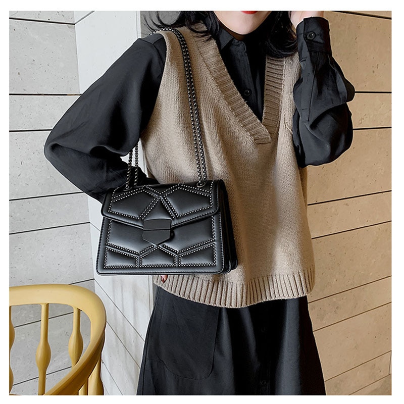 Diomo damestassen kleine schoudertas vierkante klinknagel casual crossbody tassen voor dames portemonnees en handtassen