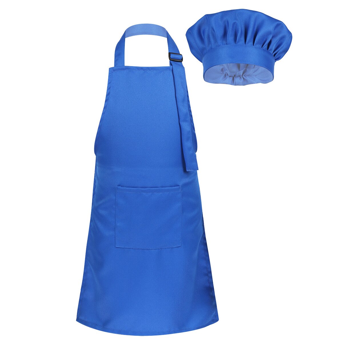 Tablier de cuisine réglable pour enfants, pour garçons et filles, ensemble de chapeaux de Chef, formation à la peinture, à la pâtisserie, à poche avant: M 4-8 years / Blue