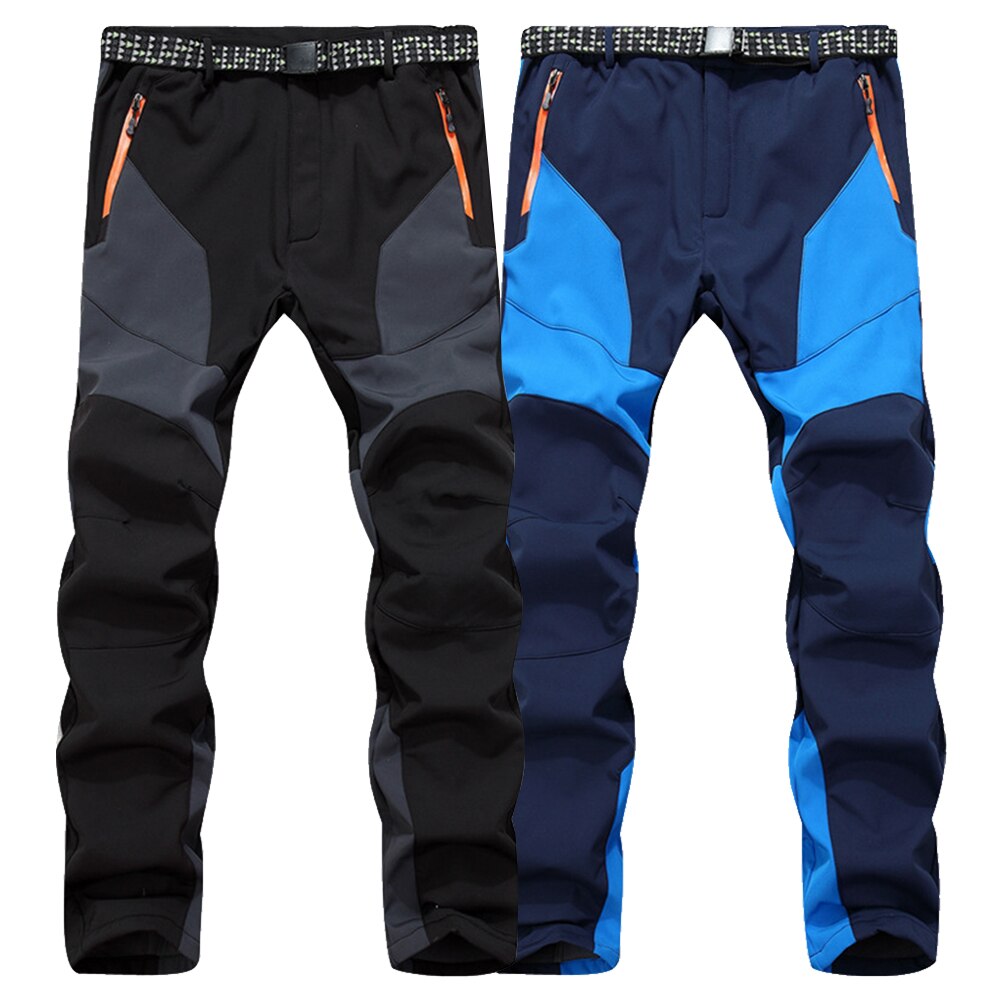 Men Trekking Winter With Belt Soft Shell Travel Climbing Long Waterproof Training Hiking Pants Outdoor Sports Ski Warm Windproof
